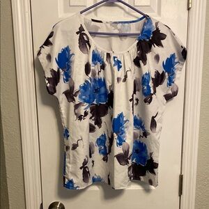 Floral Blue and Black Women's Top